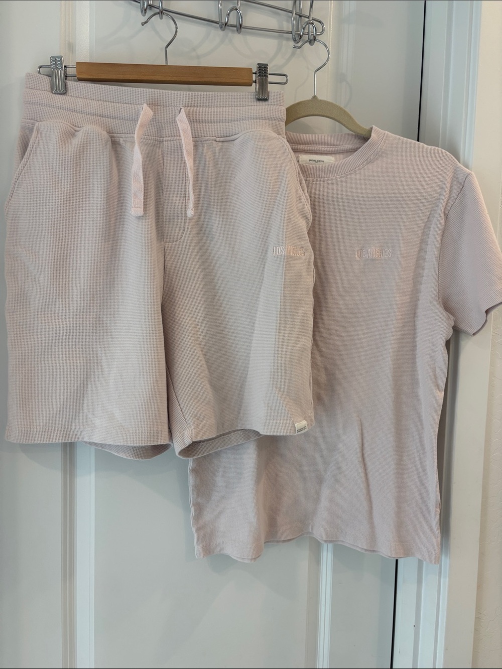 Public Supply Pale Pink Waffle Knit 'Los Angeles' set size medium - TWO SPOTS